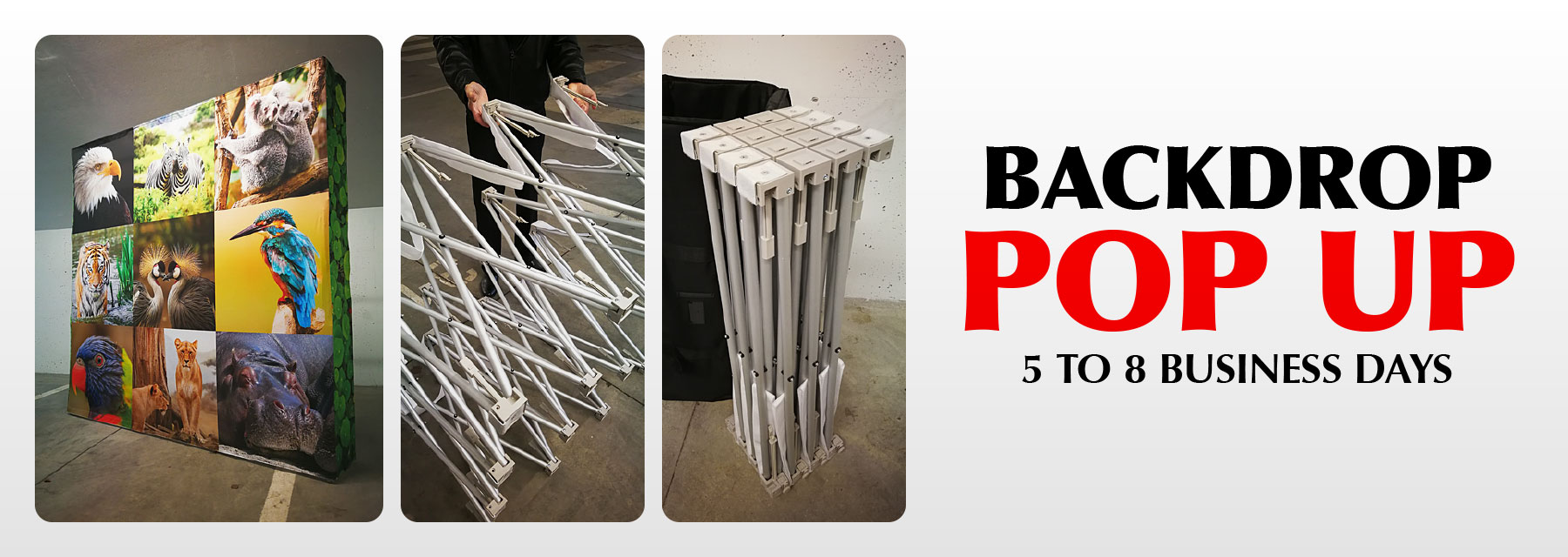 Pop up backdrop trade show display